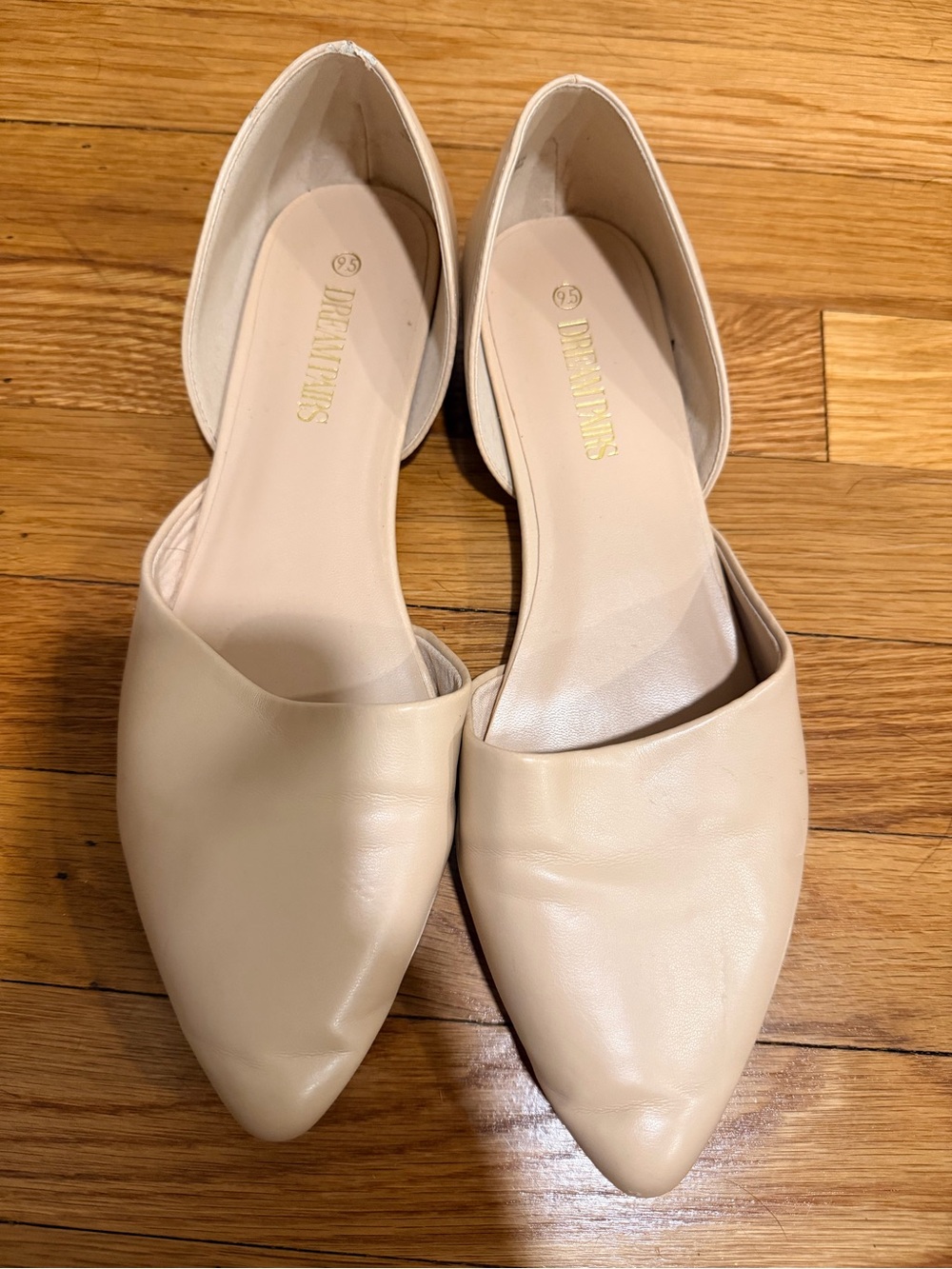 Dream Pairs D'Orsay Pointed-Toe Flats in Cream